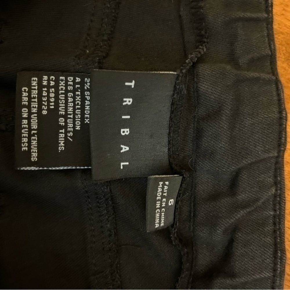 COPY - Tribal velvet stretch straight leg slim black jeans - Picture 3 of 5